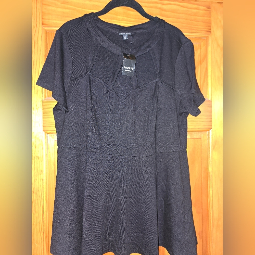 Womens 2 Torrid Black Cage Neck Shirt Top NWT
